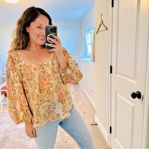 LOEFFLER RANDALL Pink Cotton Floral Blouse XL